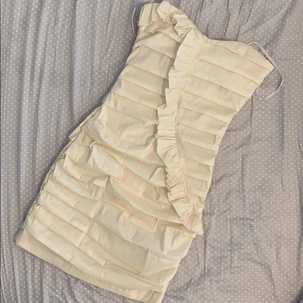 Off White ruffled bodycon dress